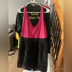 Torrid pink and black party dress size 16